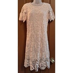 Black Swan Ivory Lined Macrame Lace Overlay Dress Women's Size M (Fits like S-6)